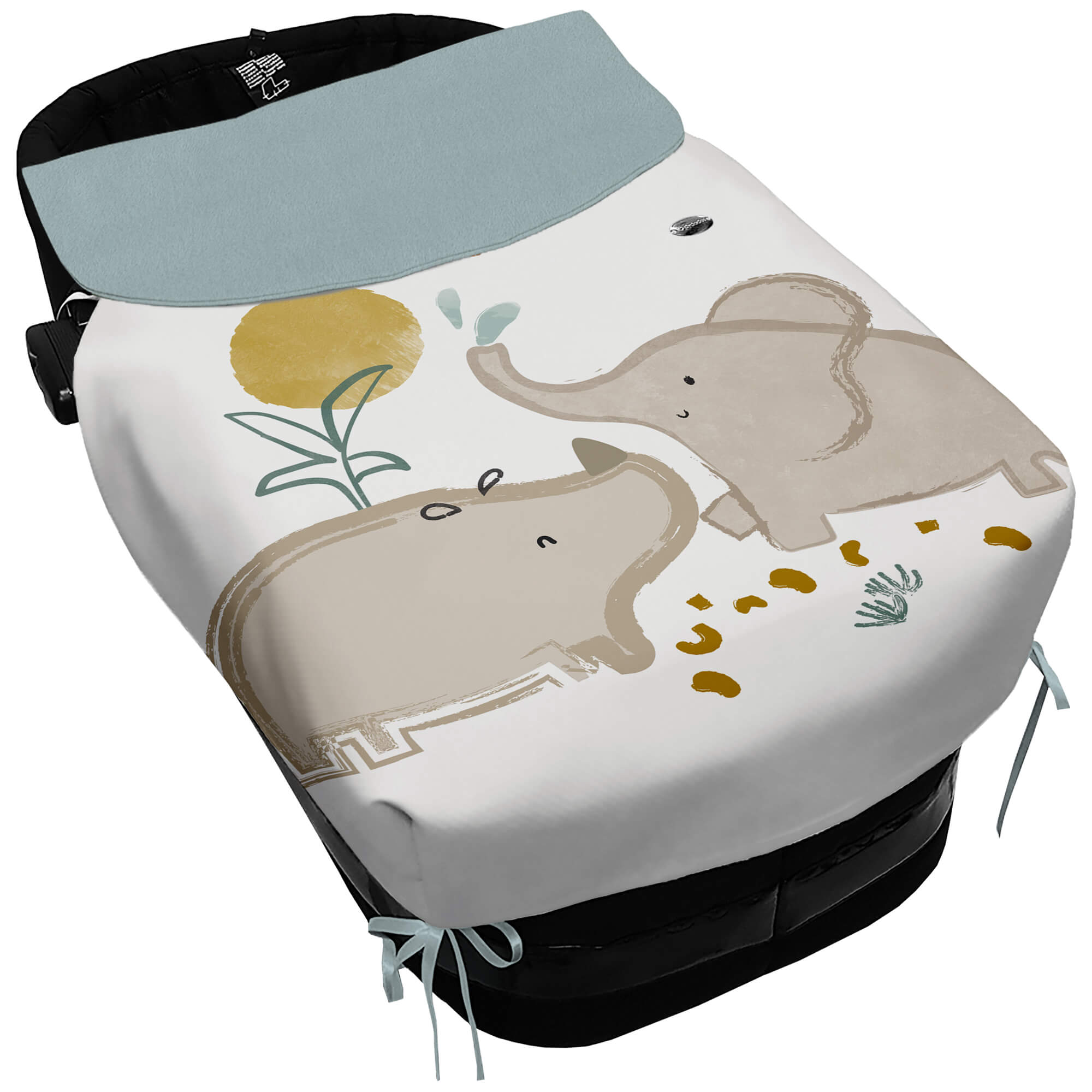 Colcha para Capazo con Lazos en polipiel estampado Guillen. Babero pelo liso color azuleto Colcha para Capazo con Lazos en tejido polipiel muy suave estampado Guillen. Para el babero pelo liso color azuleto