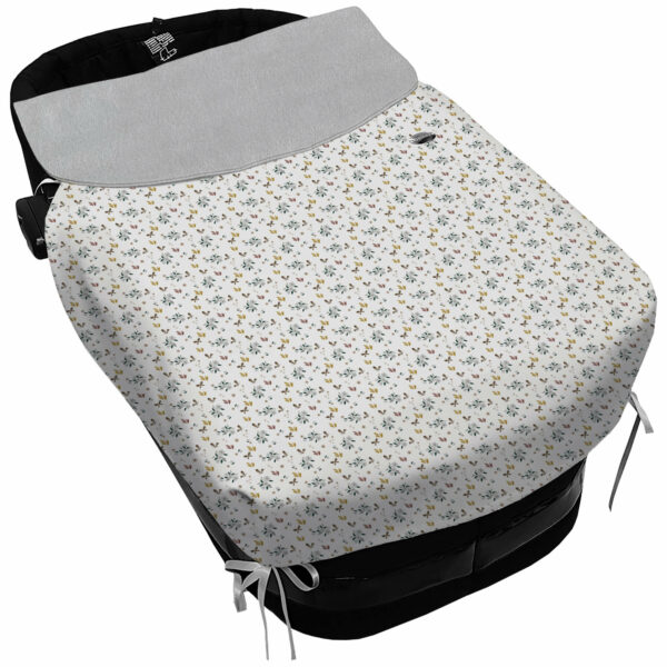 Colcha para Capazo con Lazos en tejido polipiel muy suave estampado Gala. Para el babero pelo liso color gris perla