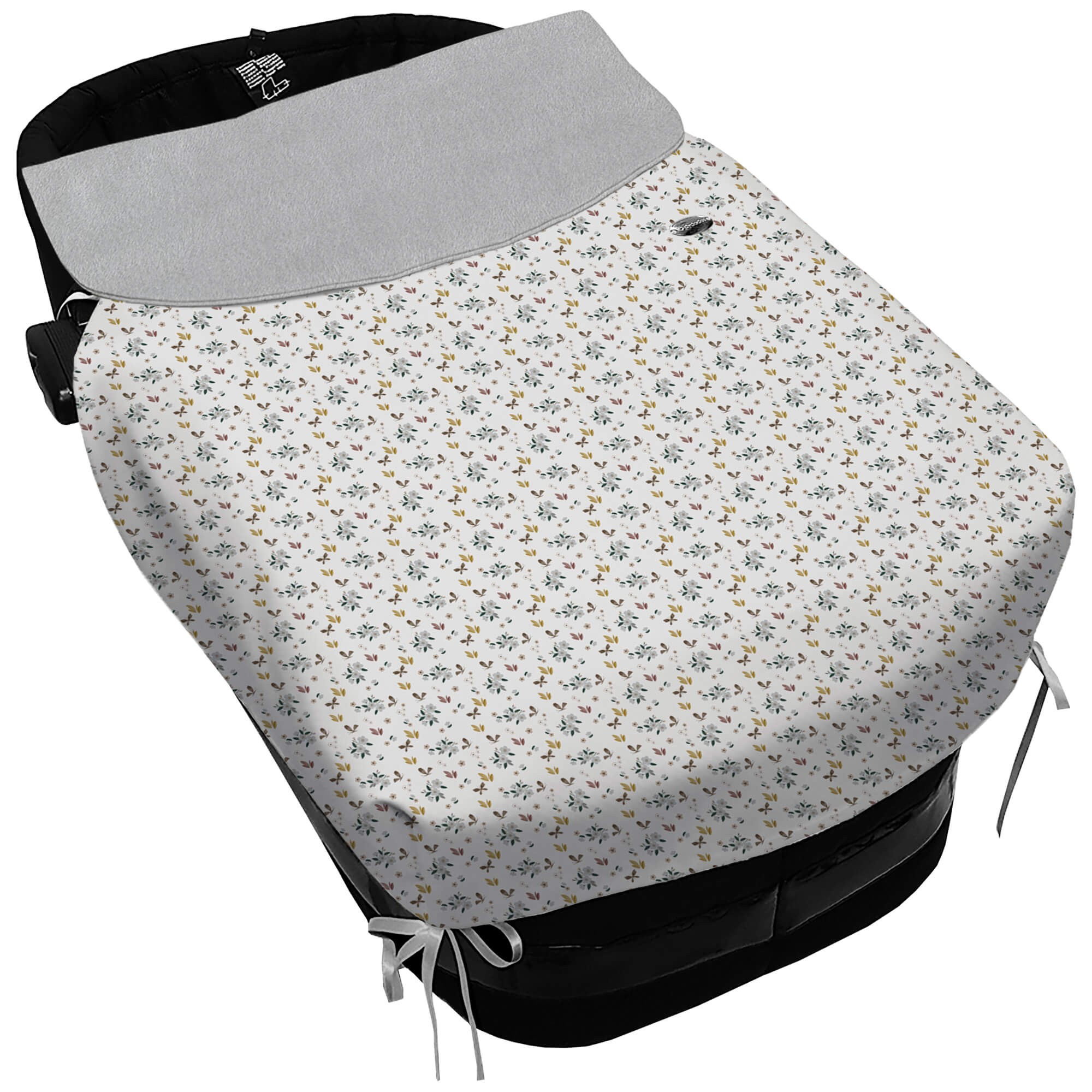Colcha para Capazo con Lazos en polipiel estampado Gala. Babero pelo liso color gris perla Colcha para Capazo con Lazos en tejido polipiel muy suave estampado Gala. Para el babero pelo liso color gris perla