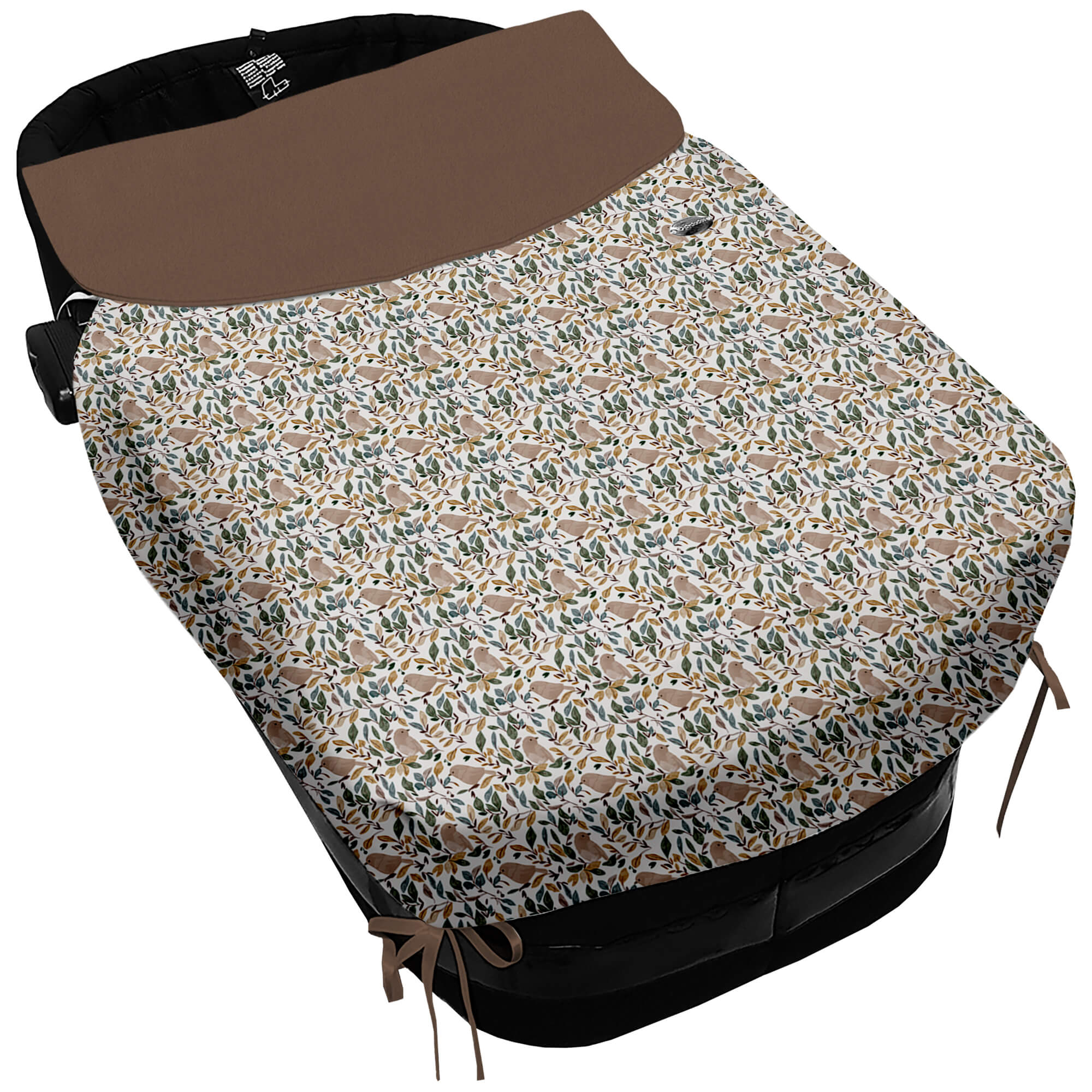 Colcha para Capazo con Lazos en polipiel estampado Daren. Babero pelo liso color marrón Colcha para Capazo con Lazos en tejido polipiel muy suave estampado Daren. Para el babero pelo liso color marrón