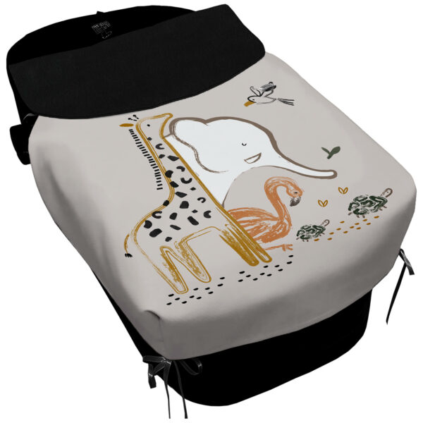 Colcha para Capazo con Lazos en tejido polipiel muy suave estampado Leroy. Para el babero pelo liso color negro