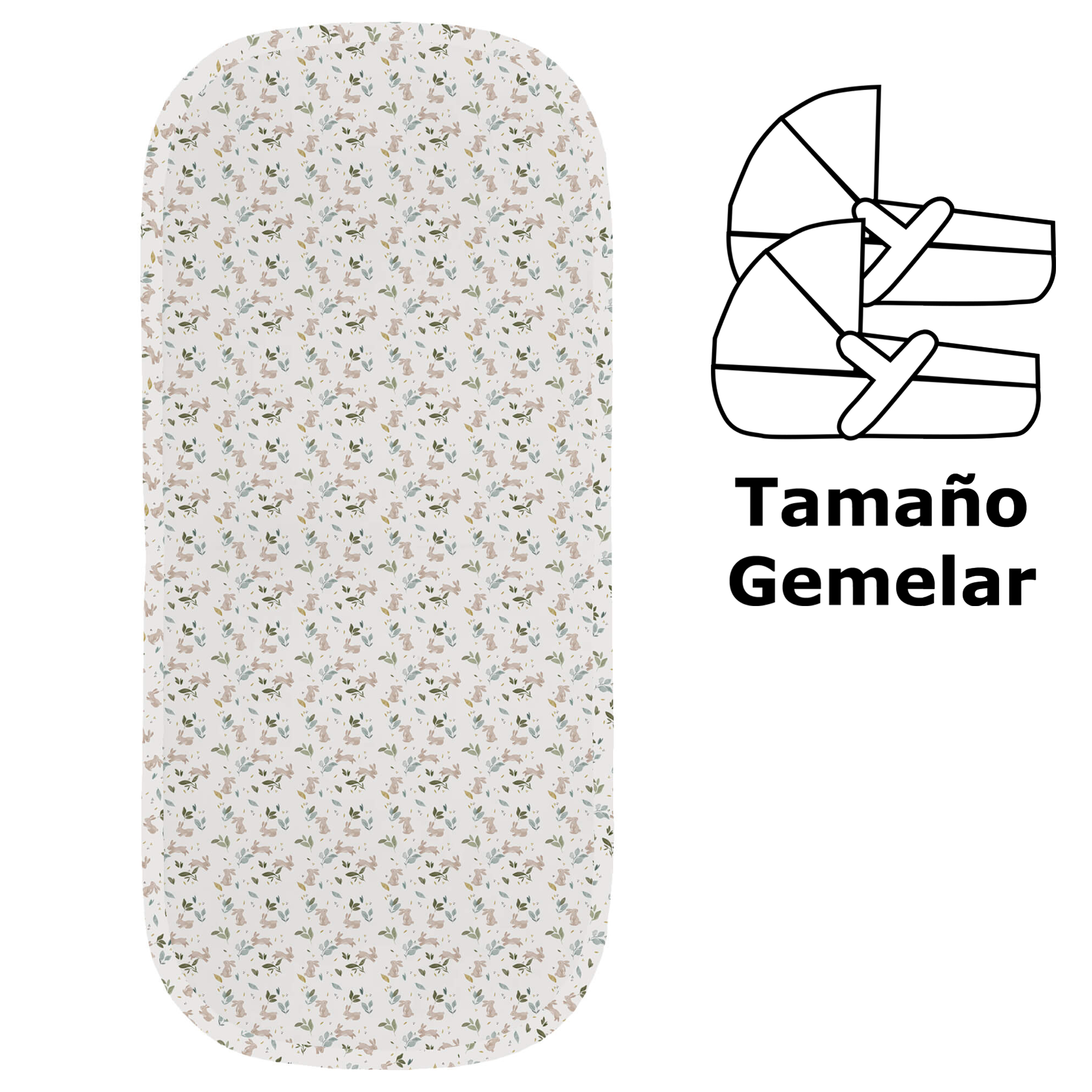 Colchoneta capazo gemelar Cristel y Altea Colchoneta para capazo modelo gemelar en tejido batista estampada Cristel y Altea