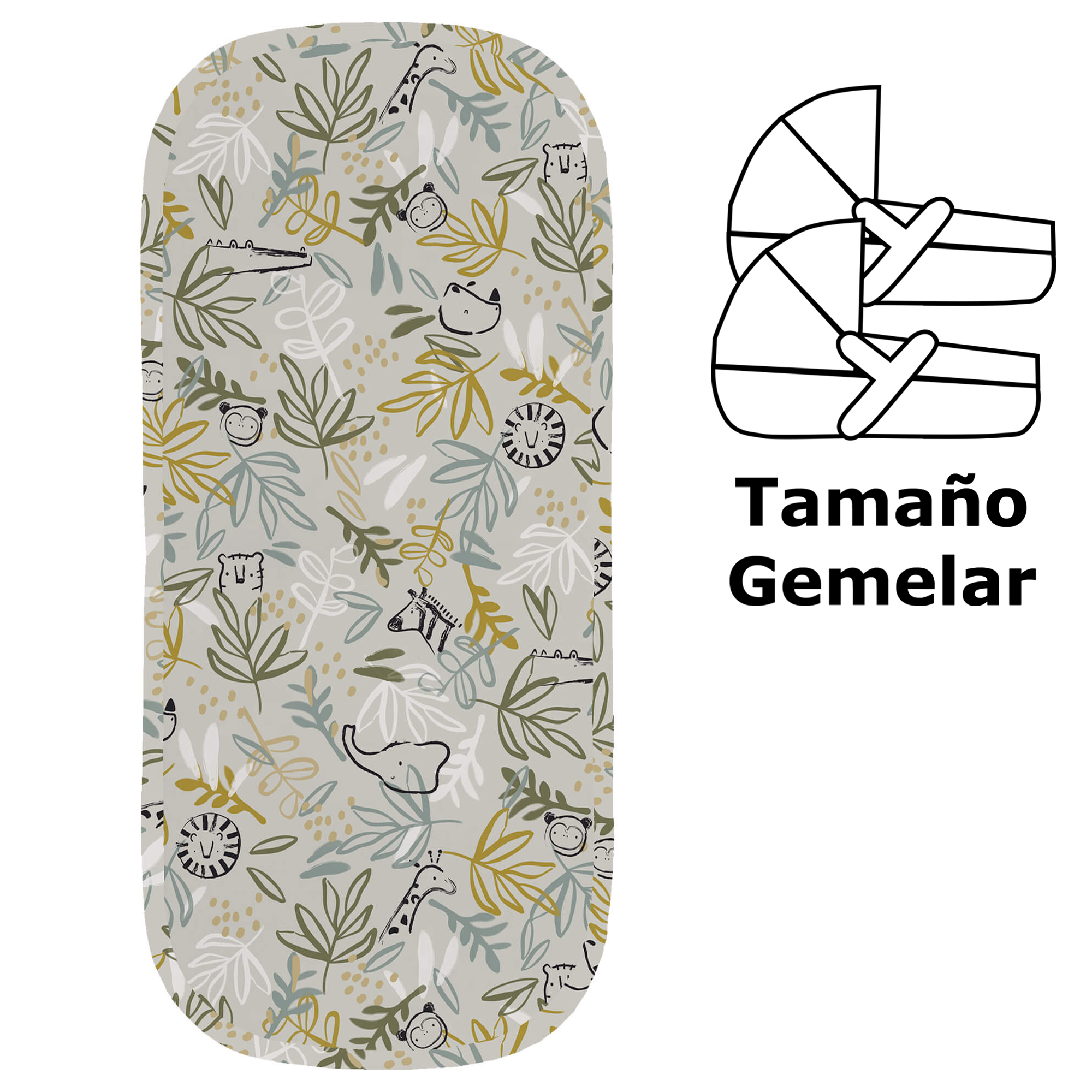 Colchoneta para capazo modelo gemelar en tejido batista estampada Marco