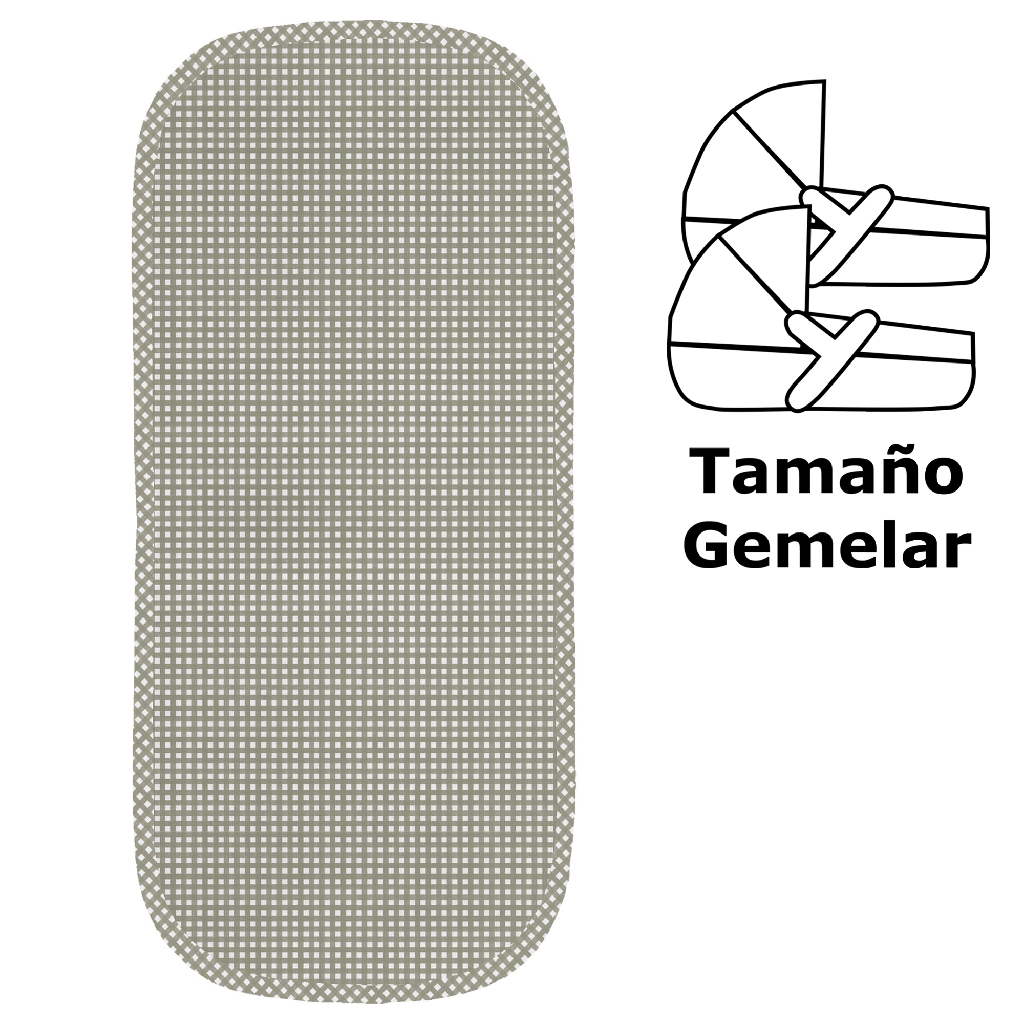 Colchoneta capazo gemelar vichy Doly Colchoneta para capazo modelo gemelar vichy en tejido batista estampada Doly