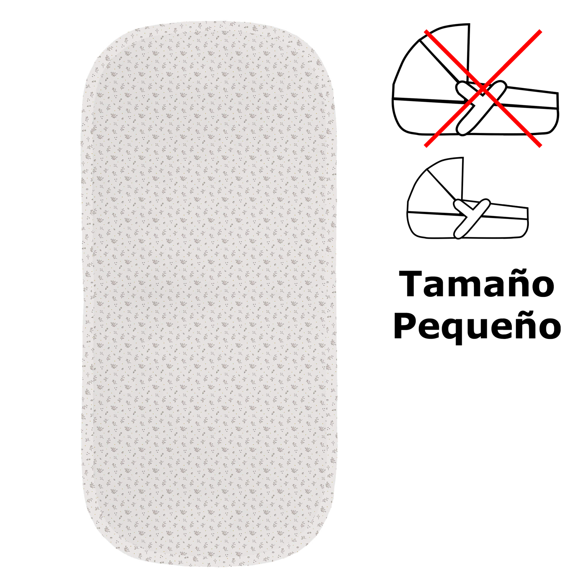 Colchoneta capazo pequeña Luan tostado Colchoneta para capazo modelo pequeña en tejido batista estampada Luan tostado