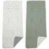 Colchoneta para silla reversible por un lado en puzzle de algodón color verde y por el otro lado batista estampada diseño Luan Verde