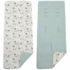Colchoneta para silla reversible por un lado en serker de algodón color menta y por el otro lado batista estampada diseño Bambi