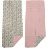 Colchoneta para silla reversible por un lado en serker de algodón color rosa y por el otro lado batista estampada diseño Dylan