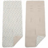 Colchoneta para silla reversible por un lado en serker de algodón color tostado y por el otro lado batista estampada diseño Zoe