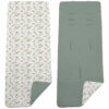 Colchoneta para silla reversible por un lado en serker de algodón color verde y por el otro lado batista estampada diseño Altea