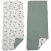 Colchoneta para silla reversible por un lado en serker de algodón color verde y por el otro lado batista estampada diseño Bambi