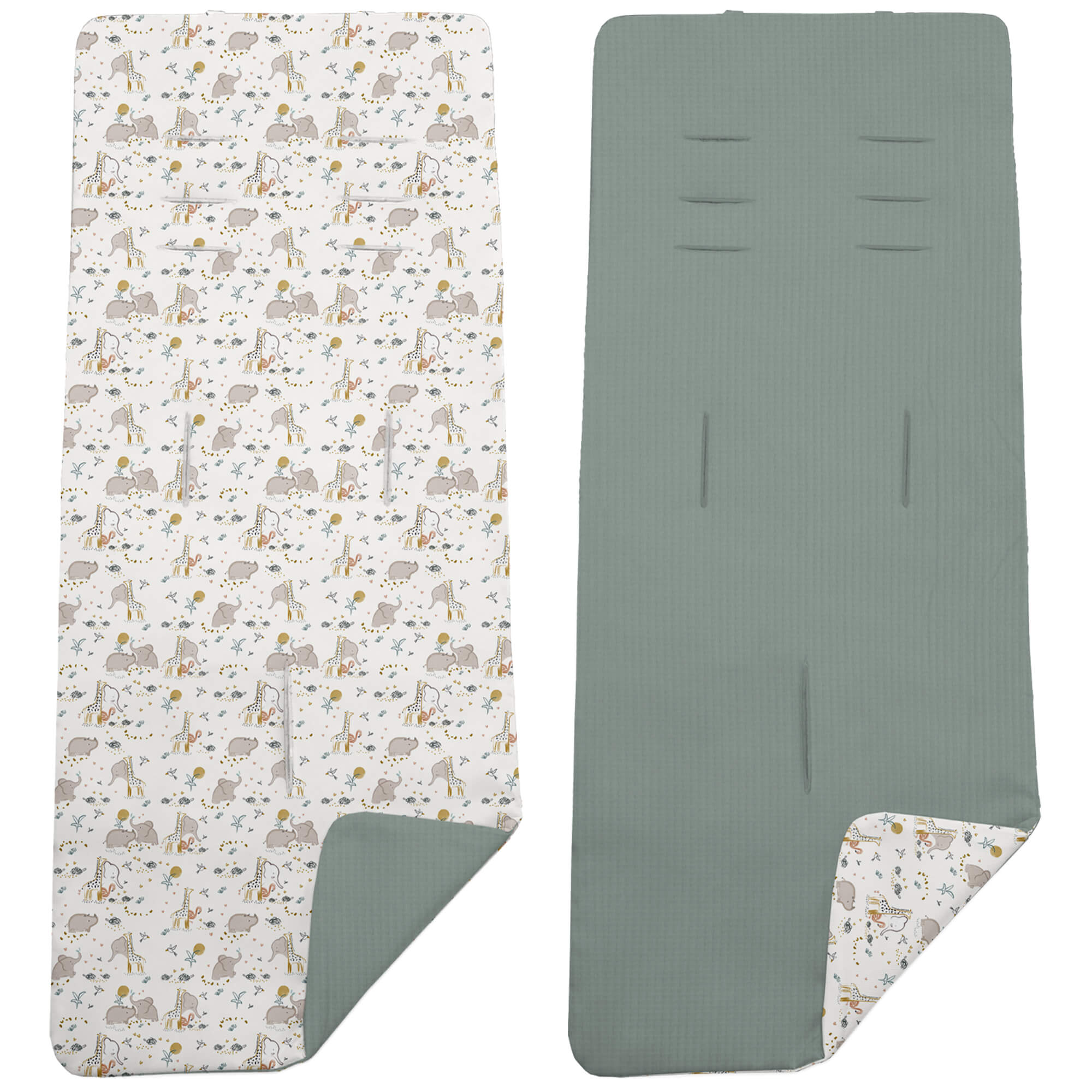 Colchoneta para silla reversible en serker verde estampado Erick Colchoneta para silla reversible por un lado en serker de algodón color verde y por el otro lado batista estampada diseño Erick