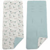 Colchoneta para silla reversible por un lado en villela de algodón color blue y por el otro lado batista estampada diseño Benny