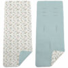 Colchoneta para silla reversible por un lado en villela de algodón color blue y por el otro lado batista estampada diseño Cristel