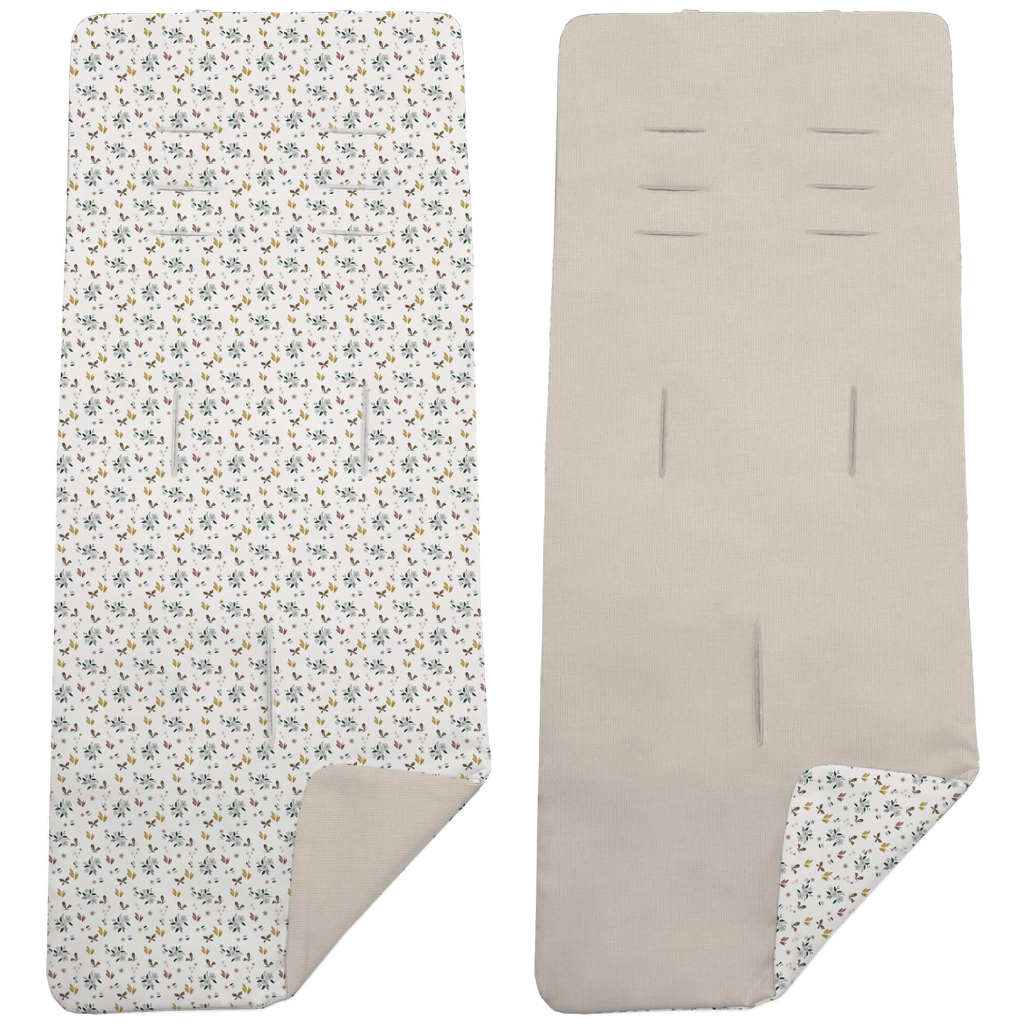 Colchoneta para silla reversible en villela tostado y estampado Gala Colchoneta para silla reversible por un lado en villela de algodón color tostado y por el otro lado batista estampada diseño Gala