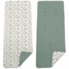 Colchoneta para silla reversible por un lado en villela de algodón color verde y por el otro lado batista estampada diseño Cristel