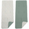 Colchoneta para silla reversible por un lado en villela de algodón color verde y por el otro lado batista estampada diseño Gala