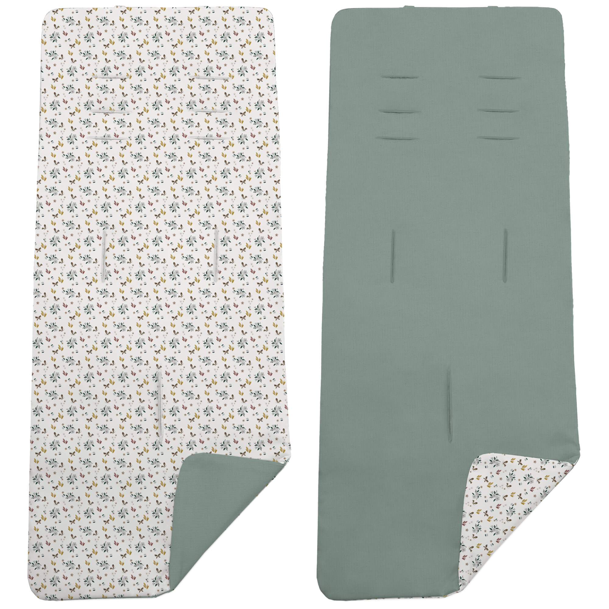 Colchoneta para silla reversible en villela verde y estampado Gala Colchoneta para silla reversible por un lado en villela de algodón color verde y por el otro lado batista estampada diseño Gala