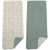 Colchoneta para silla reversible por un lado en villela de algodón color verde y por el otro lado batista estampada diseño Henry