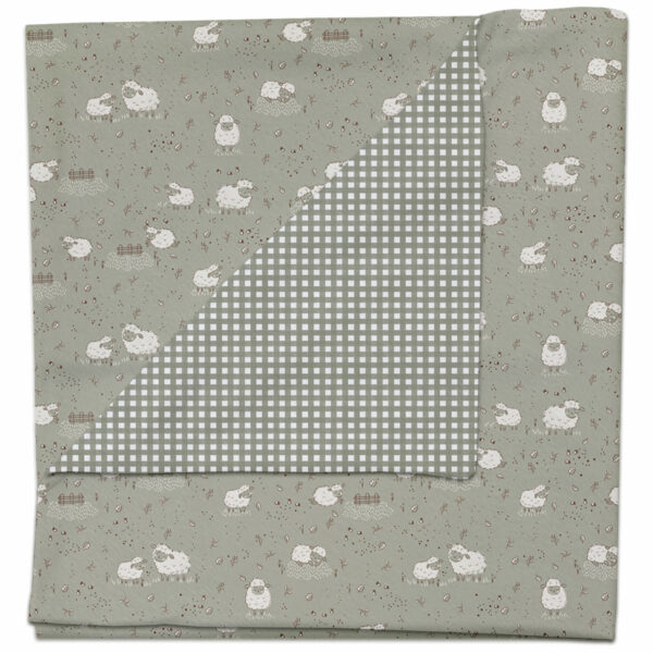 Manta pelo estampado ovejas Doly por el otro lado pelo Vichy Doly