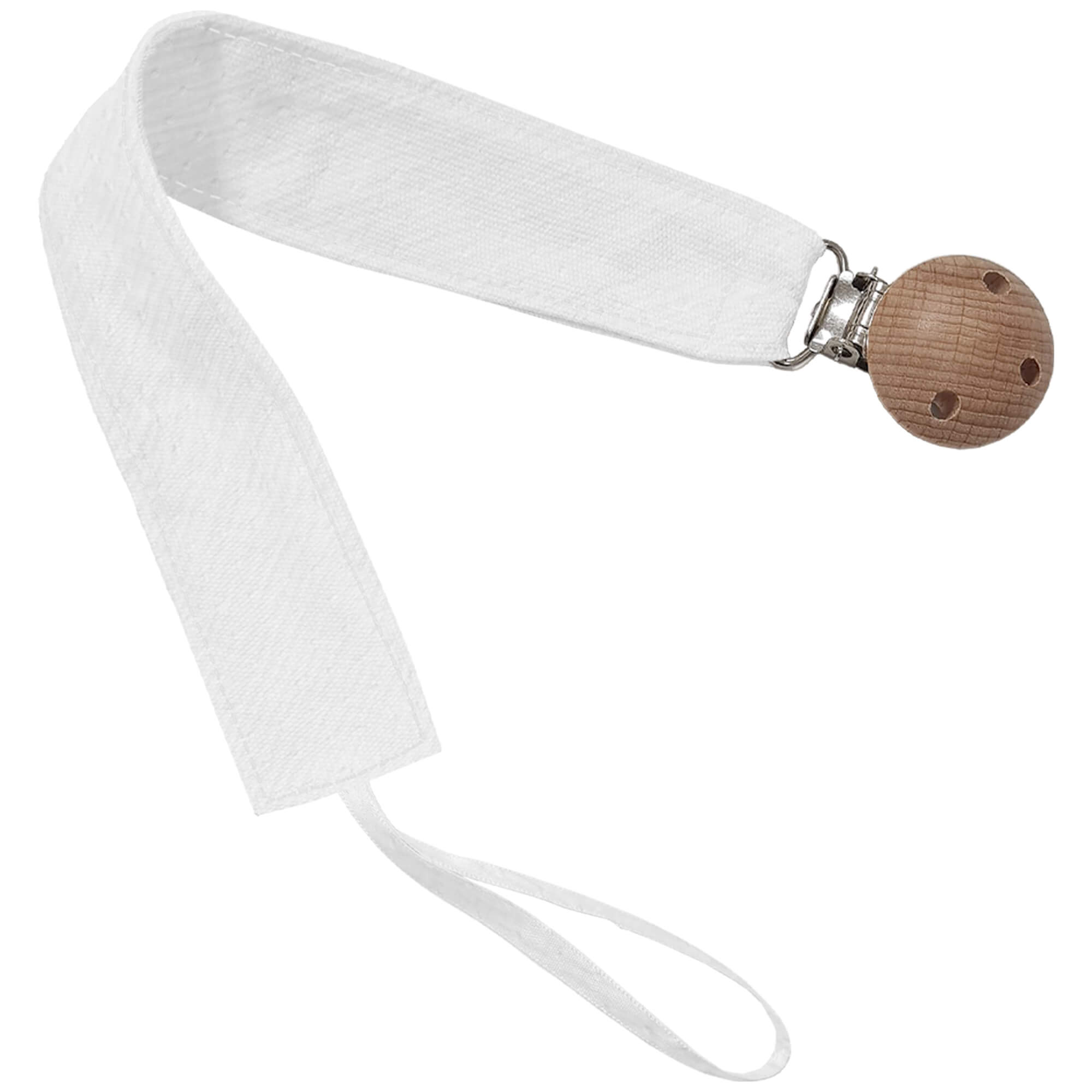 Pinza de Chupete en tejido bambula de algodón; Bambula plumeti blanco