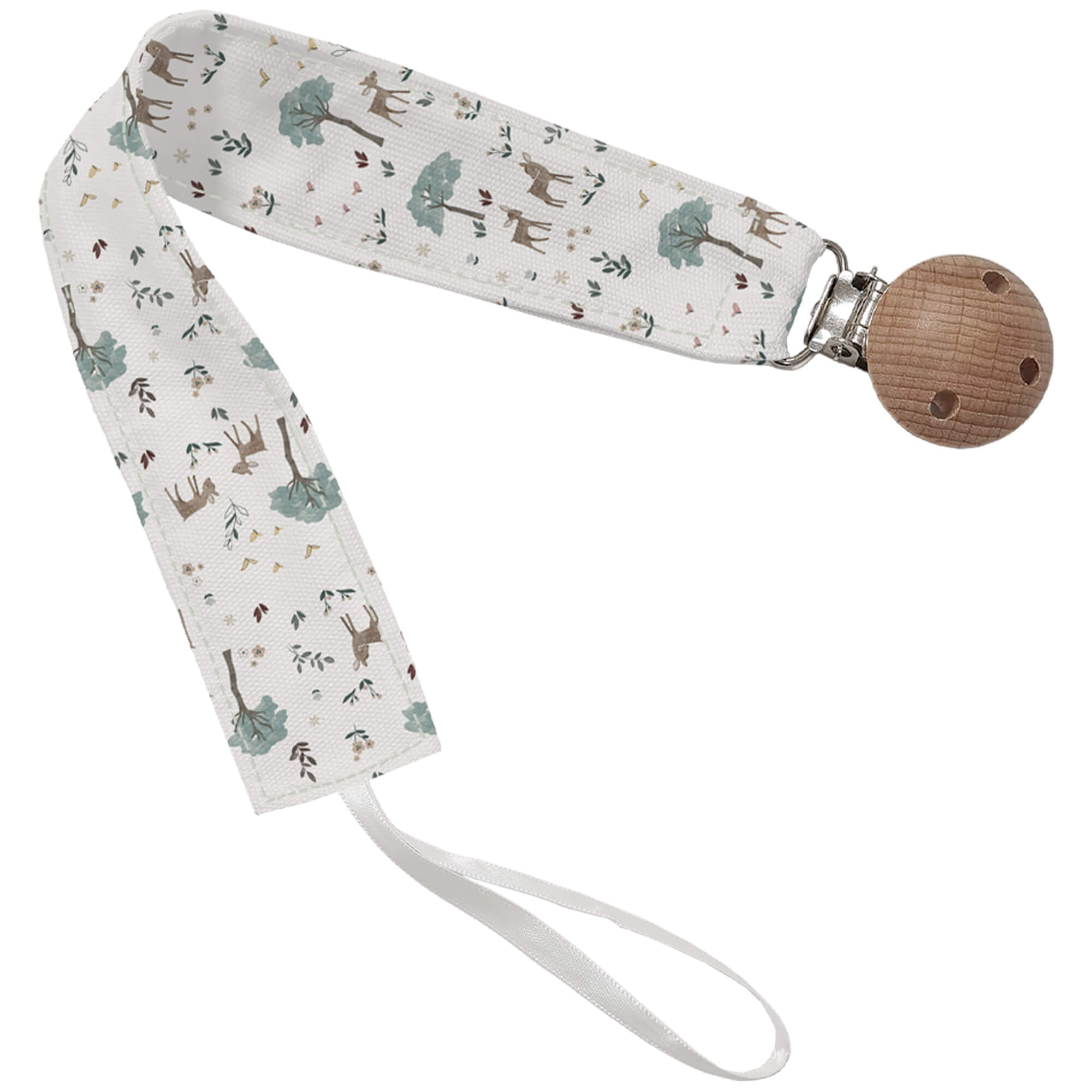 Pinza de Chupete en tejido villela estampada colección Benny y Bambi