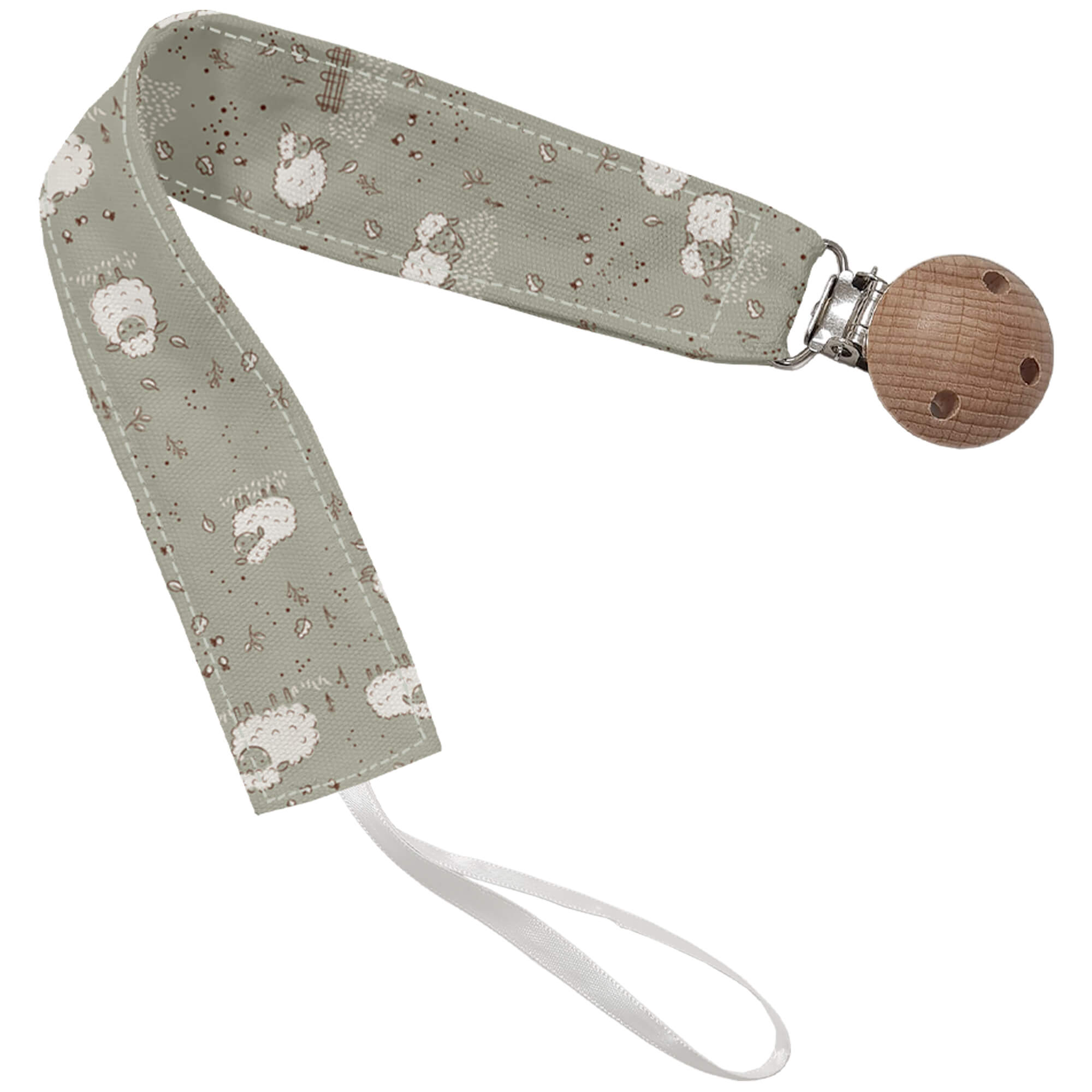 Pinza de Chupete en tejido villela estampada colección Ovejas Doly