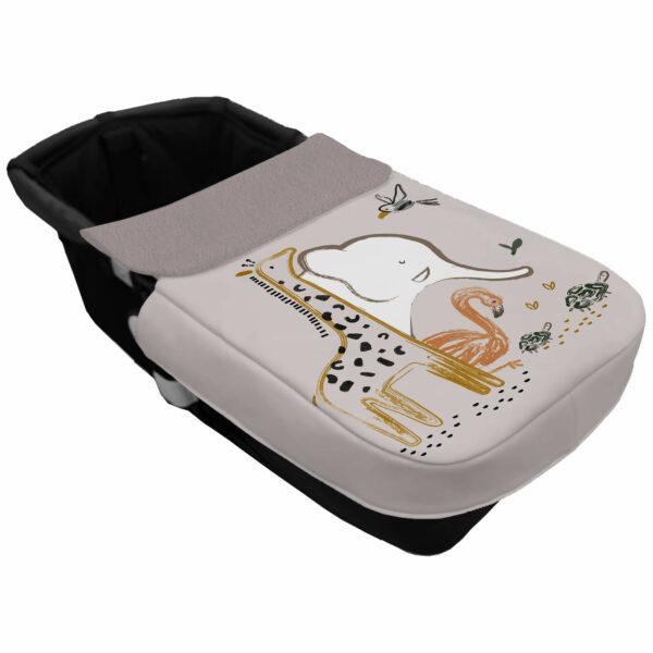 saco capazo con Cinturón Lazos en polipiel muy suave estampado Leroy. Para el interior pelo liso color arena
