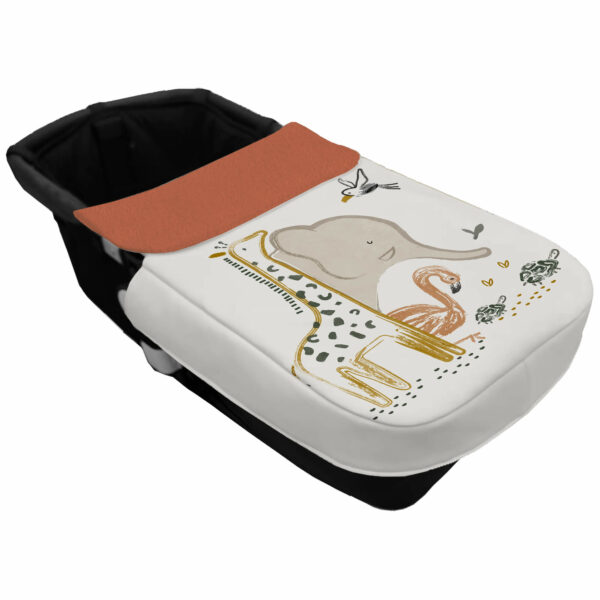Saco Capazo con Colcha Cinturón tejido impermeable muy calentito estampado Izan. Para el interior pelo liso color caldera