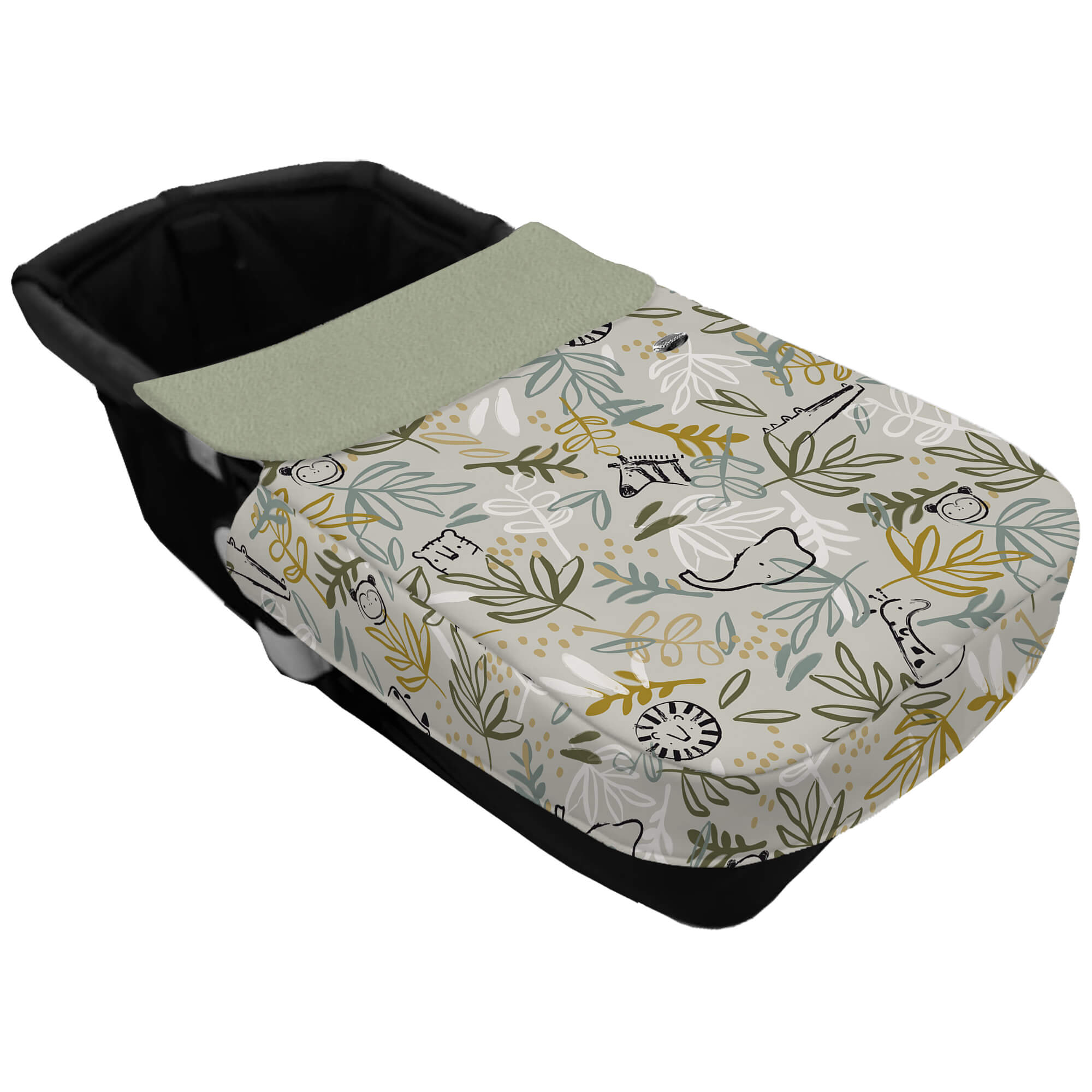 Saco Capazo con Colcha Cinturón en polipiel estampado Marco. Interior pelo liso color verde Saco Capazo con Colcha Cinturón en polipiel muy suave estampado Marco. Para el interior pelo liso color verde