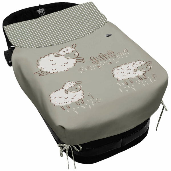 Saco Capazo con Colcha Lazos tejido impermeable muy calentito estampado Doly. Para el interior pelo estampado Vichy Doly