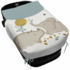 Saco Capazo con Colcha Lazos en polipiel muy suave estampado Guillen. Para el interior pelo liso color azuleto