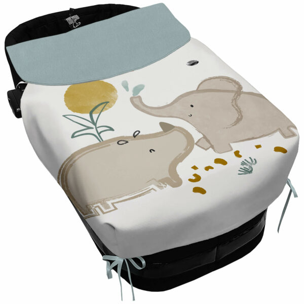 Saco Capazo con Colcha Lazos en polipiel muy suave estampado Guillen. Para el interior pelo liso color azuleto