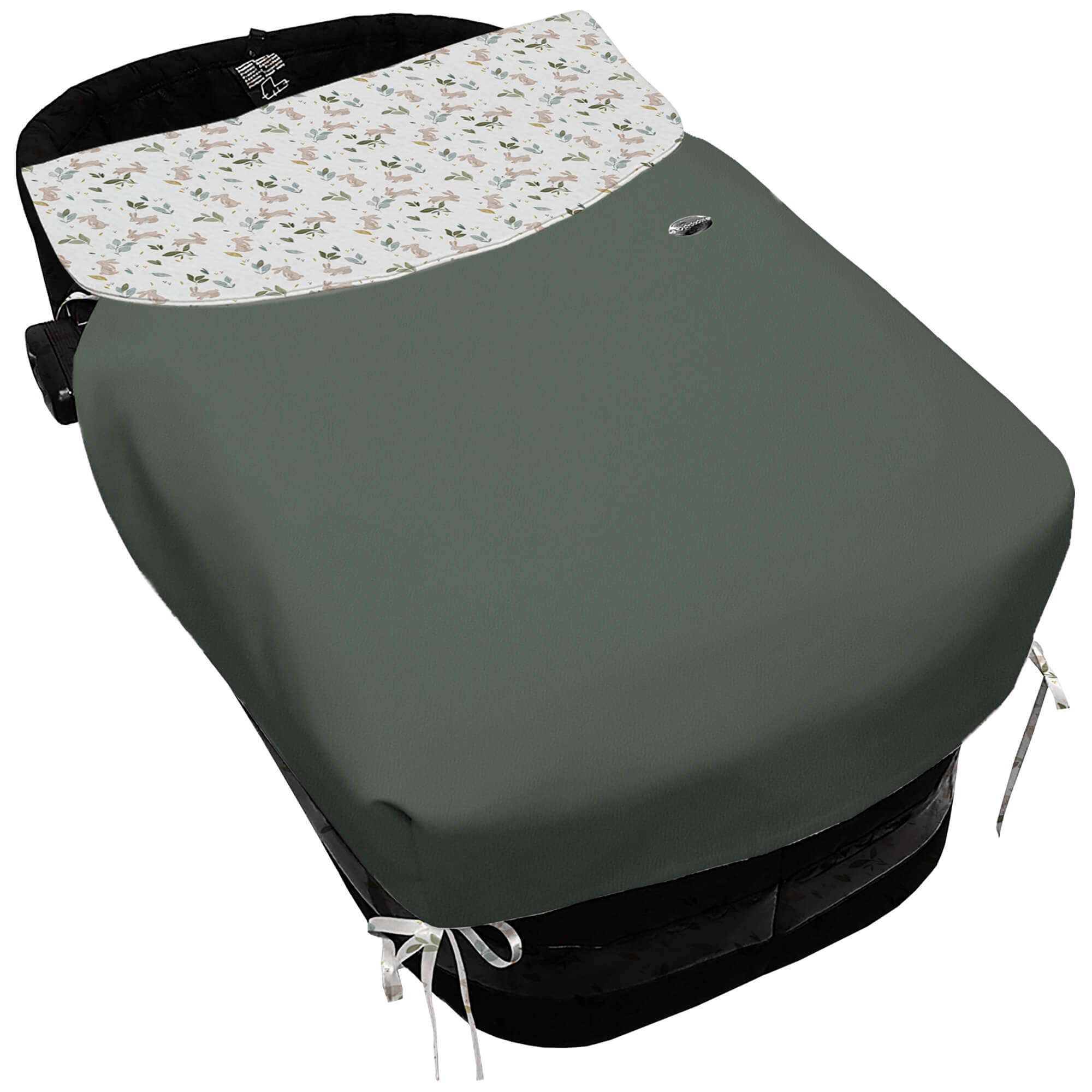 Saco Capazo con Colcha Lazos en polipiel muy suave color verde. Para el interior pelo estampado Altea