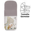 Saco para capazo gemelar en tejido estampado impermeable con el interior en pelo arena Izan