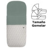 Saco para capazo gemelar en tejido estampado impermeable con el interior en pelo verde safia Gala