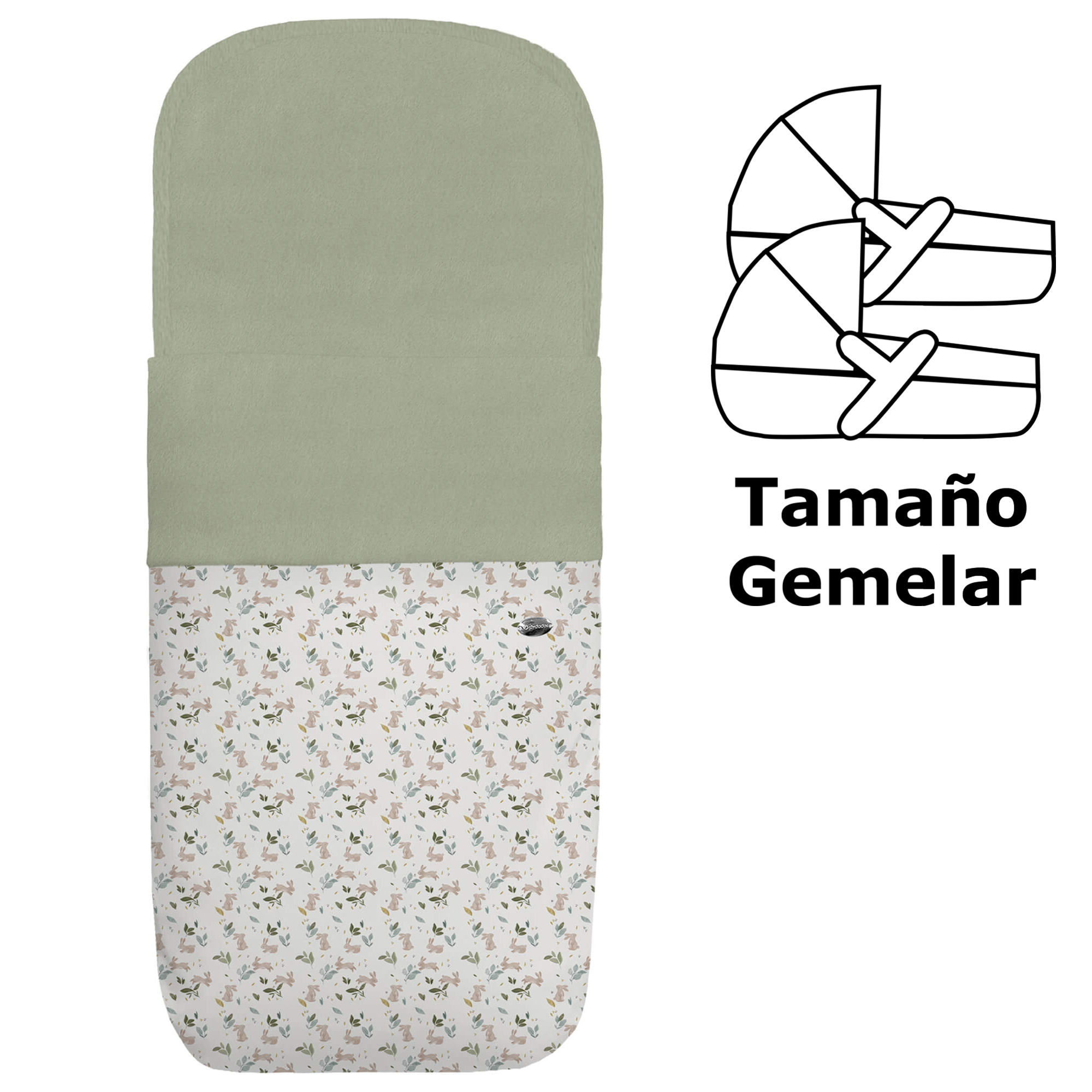 Saco capazo gemelar polipiel pelo verde Cristel Saco para capazo gemelar en polipiel con el interior en pelo verde Cristel