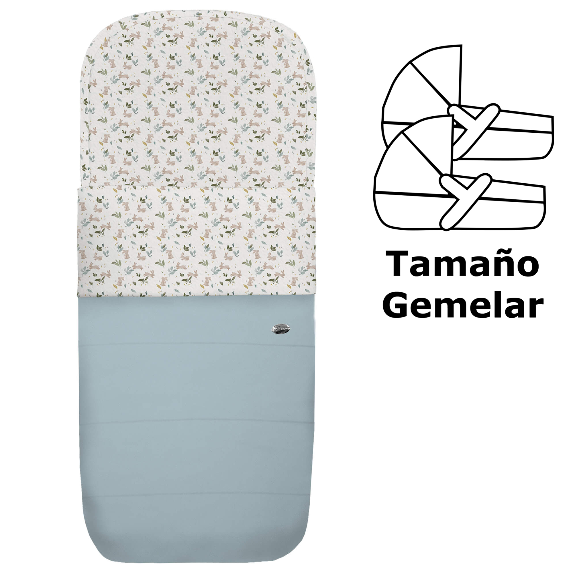 Saco capazo gemelar polipiel pespuntes azulado pelo Altea Saco para capazo gemelar en polipiel pespuntes azulado con el interior en pelo estampado Altea