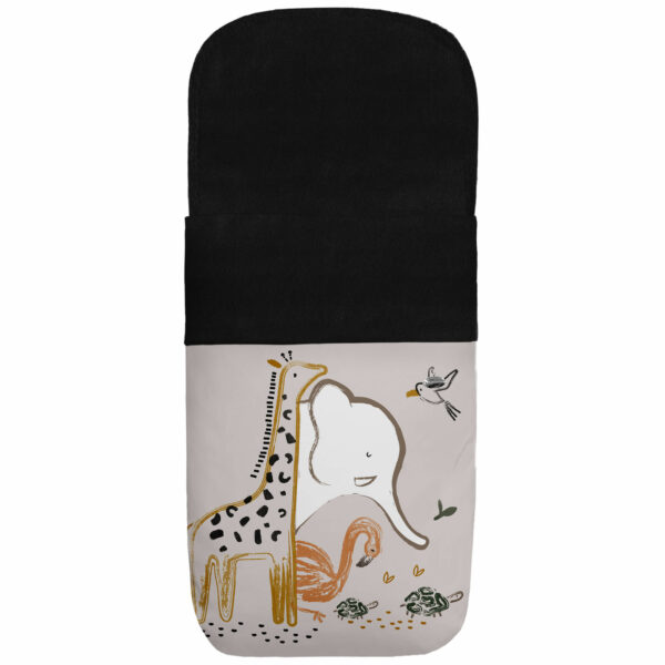 Saco para capazo en tejido estampado impermeable con el interior en pelo negro Leroy