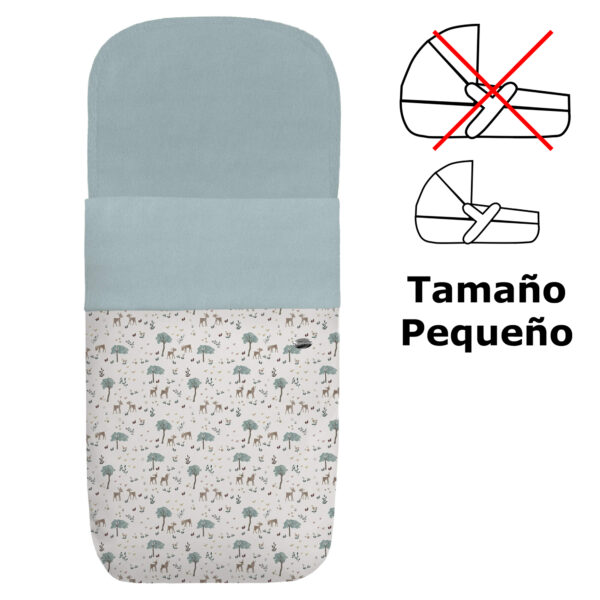 Saco para capazo pequeño en tejido estampado impermeable con el interior en pelo azuleto Benny