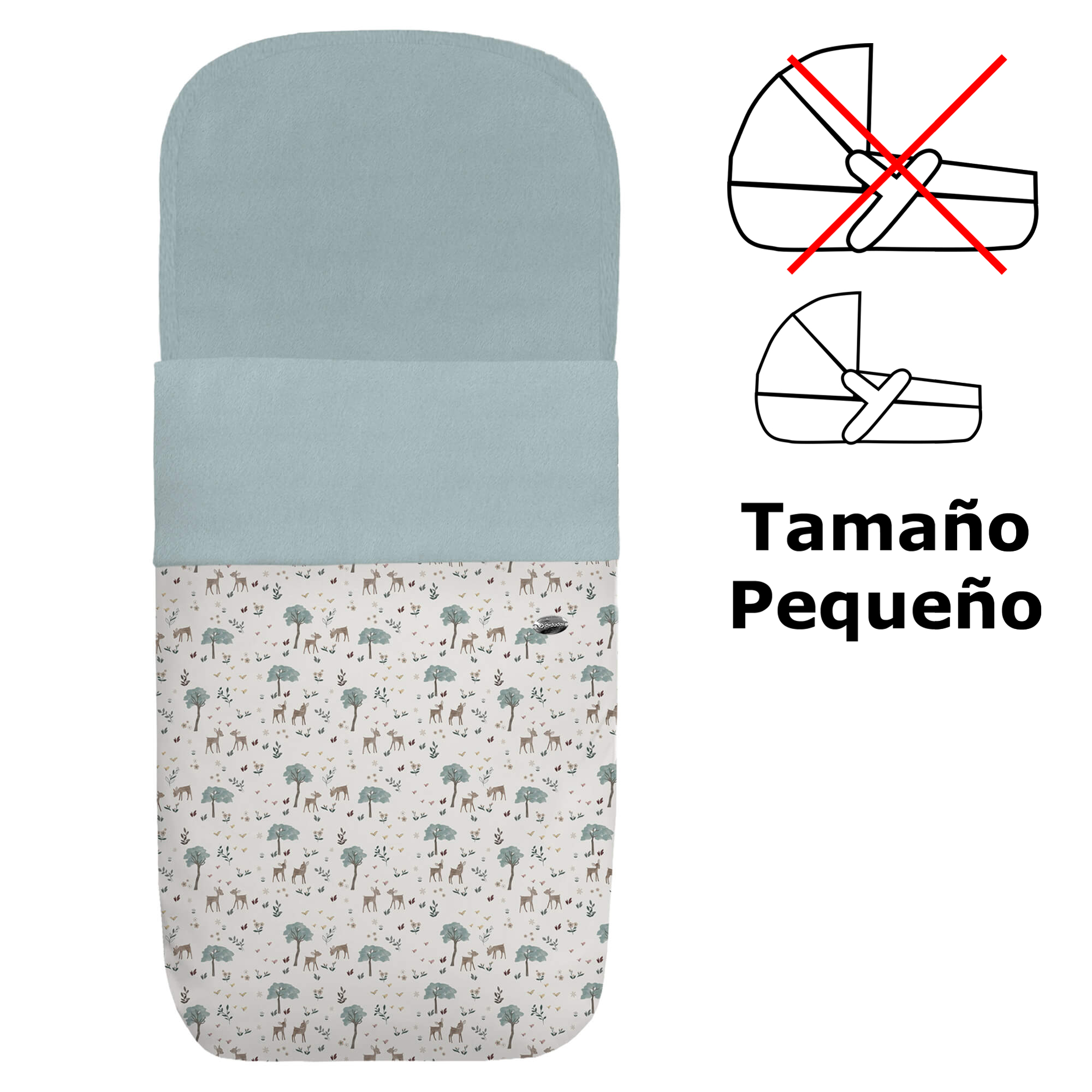 Saco capazo pequeño tejido impermeable estampado pelo azuleto Benny Saco para capazo pequeño en tejido estampado impermeable con el interior en pelo azuleto Benny