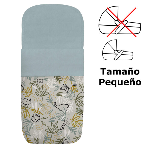 Saco para capazo pequeño en tejido estampado impermeable con el interior en pelo azuleto Marco