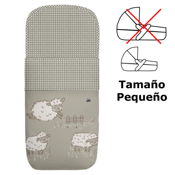 Saco para capazo pequeño en tejido estampado impermeable con el interior en pelo Doly
