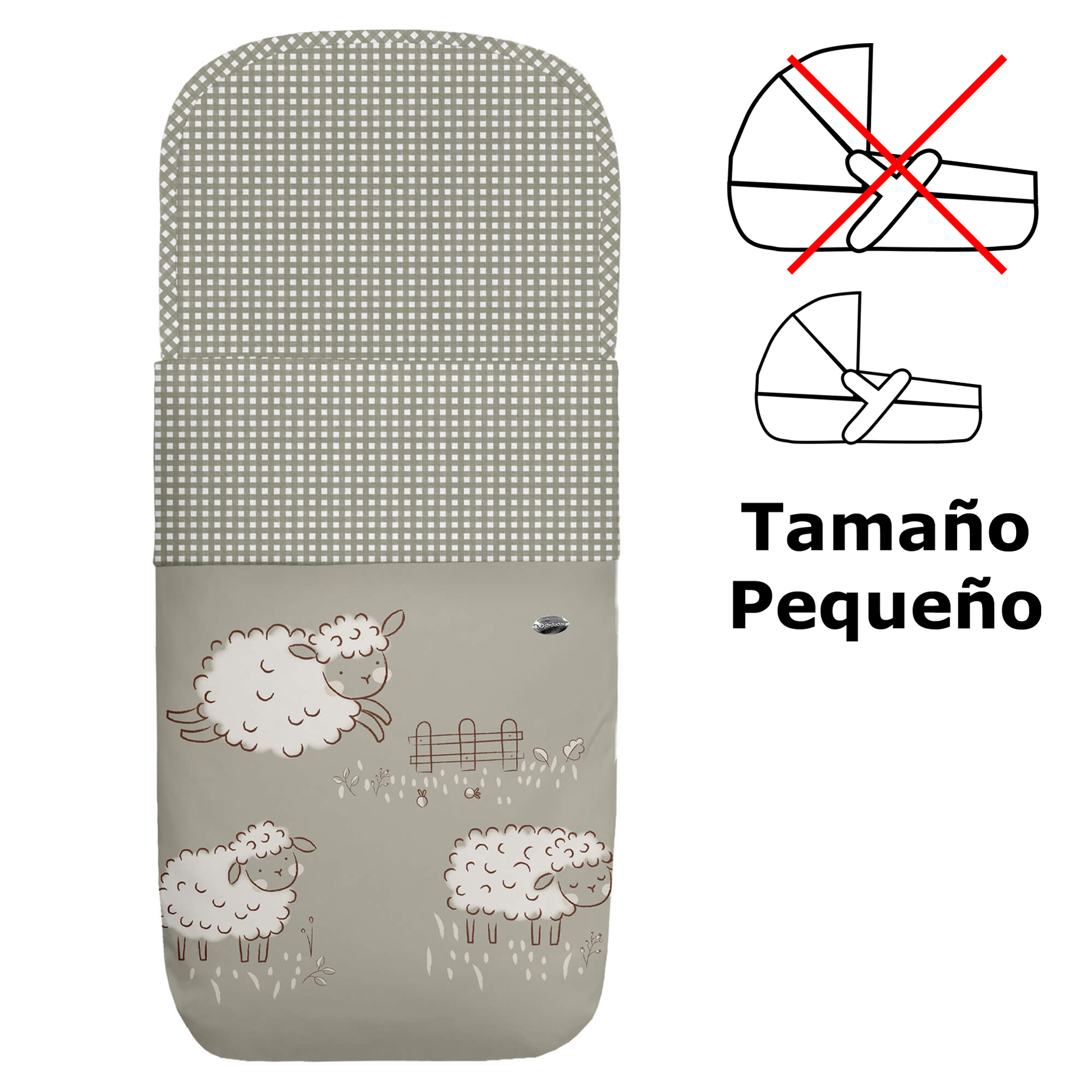 Saco capazo pequeño tejido impermeable estampado pelo Doly Saco para capazo pequeño en tejido estampado impermeable con el interior en pelo Doly