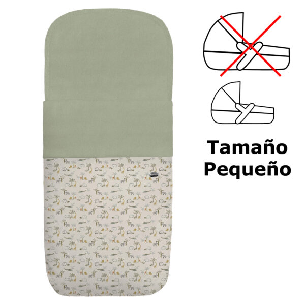 Saco para capazo pequeño en tejido estampado impermeable con el interior en pelo verde Henry