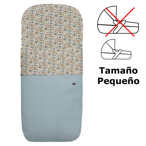 Saco para capazo pequeño en polipiel jaretas azulado con el interior en pelo estampado Dylan