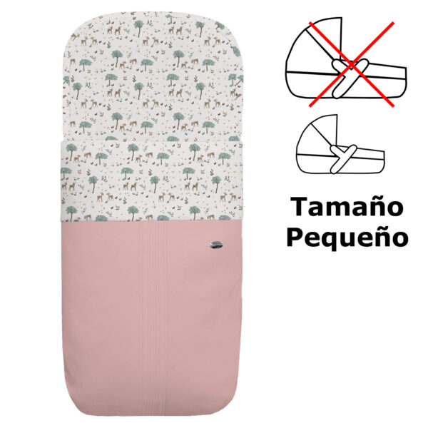 Saco para capazo pequeño en polipiel jaretas rosado con el interior en pelo estampado Bambi