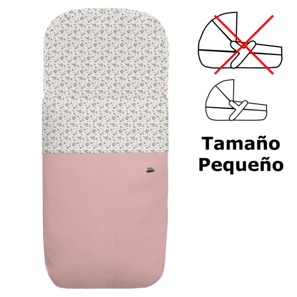 Saco para capazo pequeño en polipiel jaretas rosado con el interior en pelo estampado Zoe