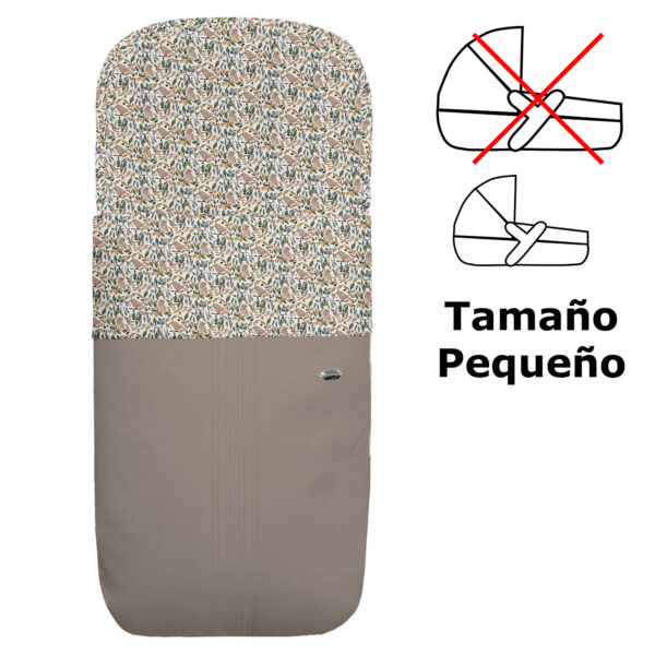 Saco para capazo pequeño en polipiel jaretas visón con el interior en pelo estampado Dylan
