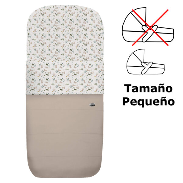 Saco para capazo pequeño en polipiel pespuntes tostado con el interior en pelo estampado Altea